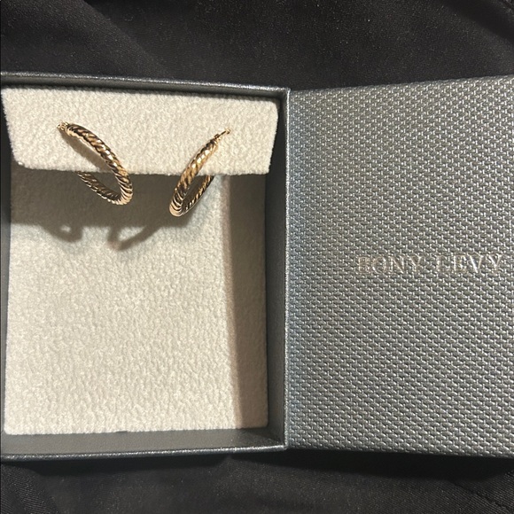 Bony Levy BLG 14K Gold Twisted Hoop Earrings, 15mm - Picture 2 of 5